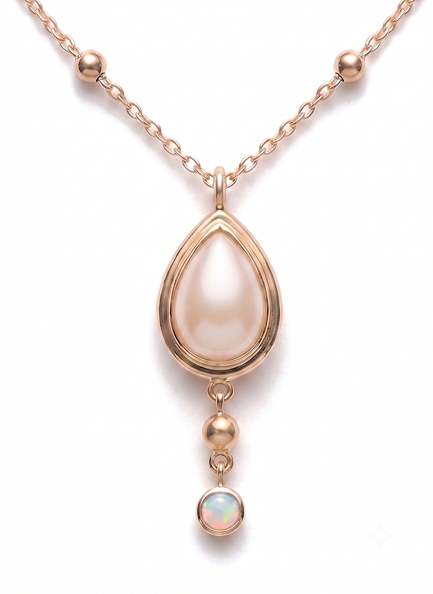 Aurelia Pearl & Opal Drop Necklace