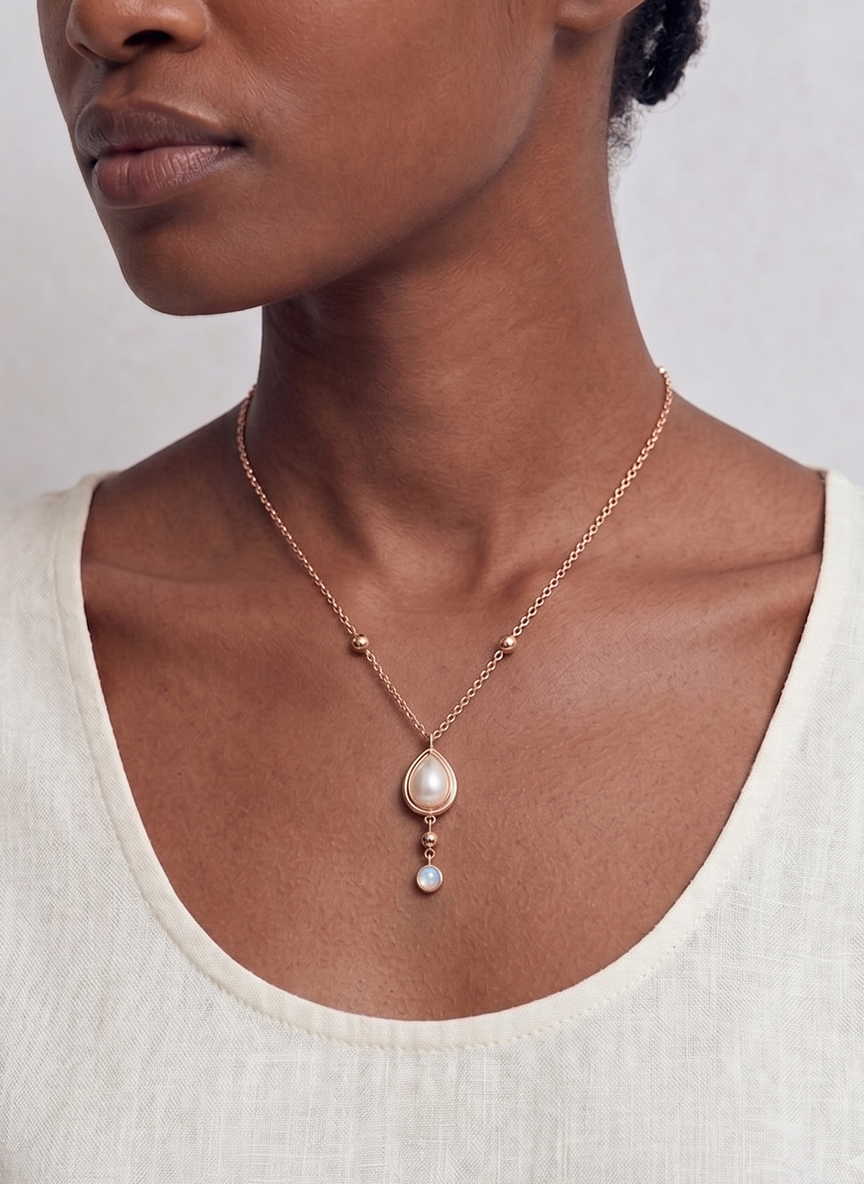 Aurelia Pearl & Opal Drop Necklace