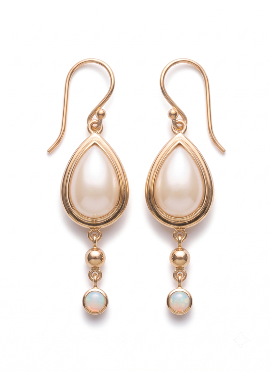 Aurelia Pearl & Opal Teardrop Earrings