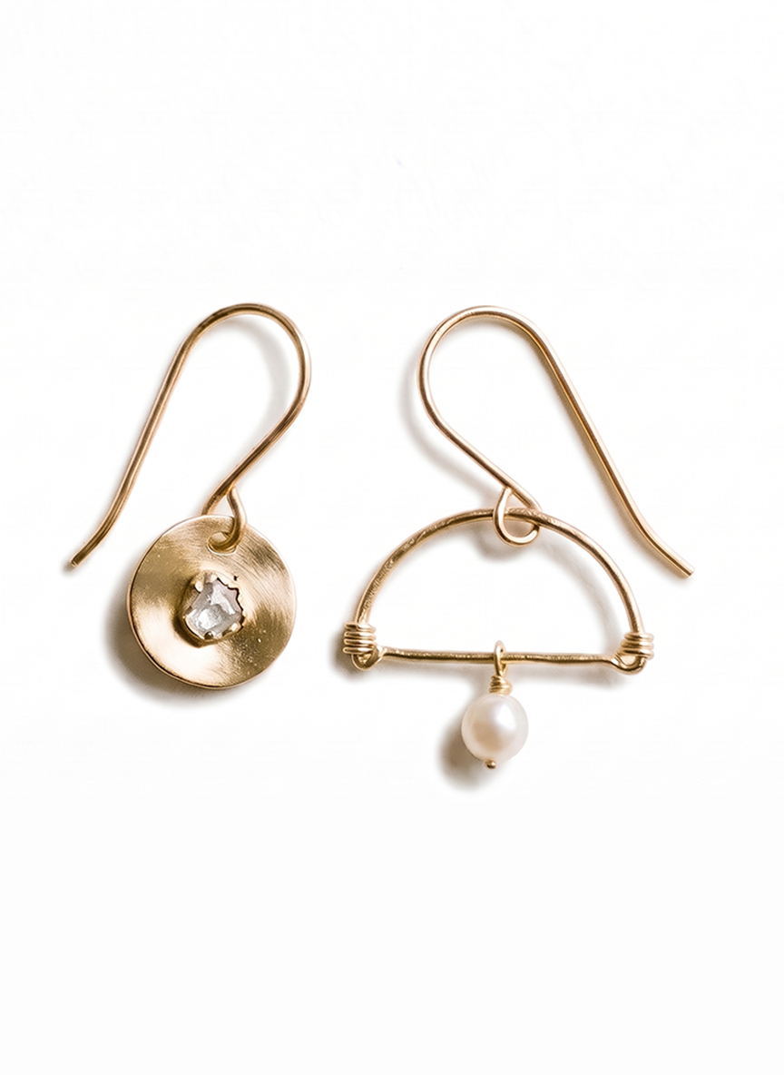 Celestial & Sea Mismatched Gold Earrings