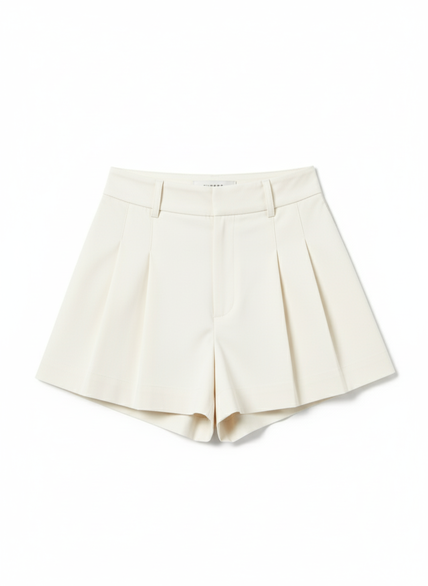 The Phoebe Ivory Pleated Short
