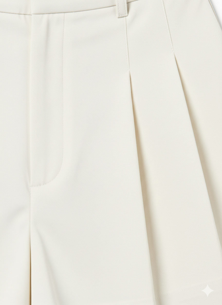 The Phoebe Ivory Pleated Short
